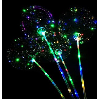 พร้อมส่ง ลูกโป่งพร้อมไฟ LED สีรุ้ง ใส่ถ่าน ไม่ต้องกลัวช๊อต