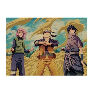 โปสเตอร์กระดาษคราฟท์ลายการ์ตูน Naruto / Nostalgic Retro ขนาด 51X36 ซม