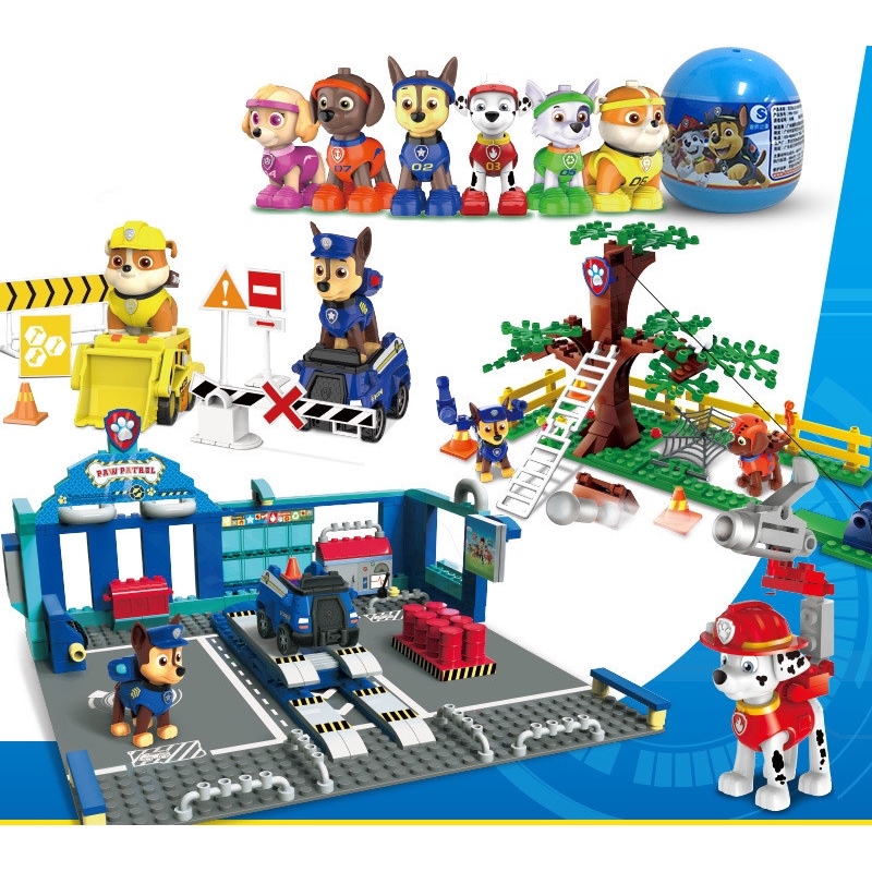 ของเล่นเพื่อการศึกษา Paw Patrol Building Blocks ของเล่น Mini Vehicle Figurine Ultimate Rescue Blocks