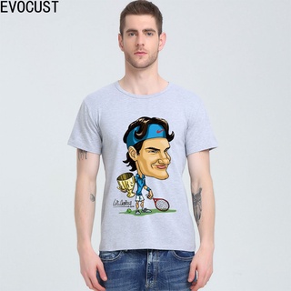 เสื้อยืดแขนสั้น พิมพ์ลายการ์ตูนเทนนิส Roger Federer Big Slam ทรงหลวม สําหรับผู้ชาย และผู้หญิงS-5XL