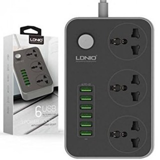 LDNIO SC3604 ปลั๊กต่อพ่วงไฟฟ้า 2 เมตร 3 ช่อง AC Socket + ช่องชาร์จ USB 6 Port