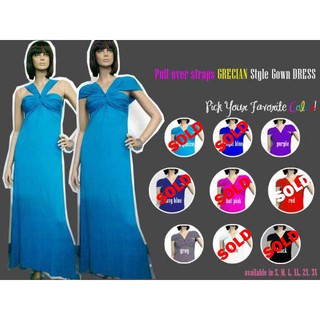 Pull-over straps Grecian style grown maxi dress ไซส์ใหญ่ Plus Size