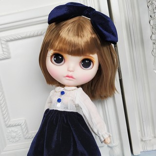 blythe doll ตุ๊กตาบลายธ์ 1/6 bjd ที่กำหนดเองใบหน้าร่วมร่างกายใหม่เคลือบใบหน้าด้วยฟันโกลเด้นผมสั้น