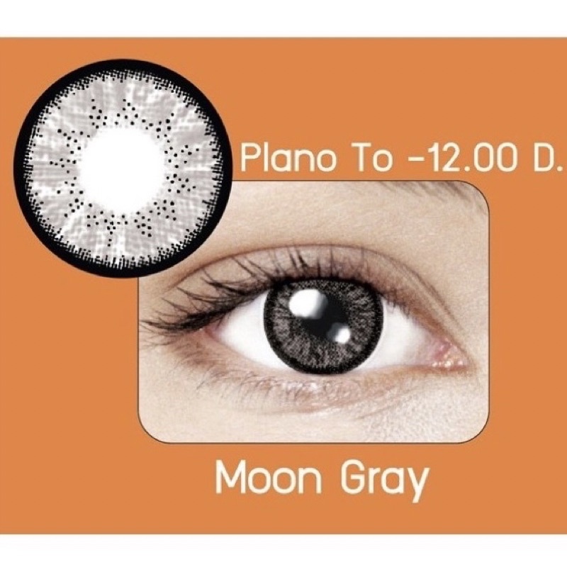 กล่องส้ม Moon Gray บิ๊กอายส์ สีเทา คอนแทคเลนส์ Maxim Contact Lens สายตาสั้น ค่าสายตา -12.00 ตาโต