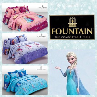 Frozen Elsa : ชุดผ้าปูที่นอน+รวมผ้านวม (มีขนาด 3.5, 5, 6 ฟุต) : เครื่องนอนฟาวน์เทน “Fountain”