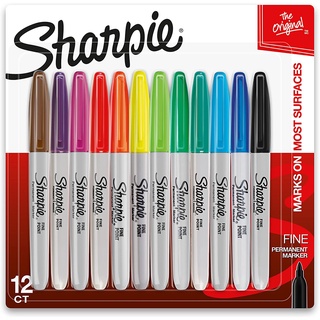 Sharpie ปากกาเคมี ปากกา Permenent ชาร์ปี้ Fine 1.0mm Original Color (แพ็ค 12 สี)