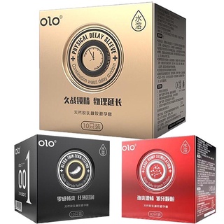 OLO NEO 50-52-54mm ถุงยางอนามัย OLO มีให้เลือก4สี (10ชิ้น/1กล่อง) ขนาดบางเฉียบ 0.01มม