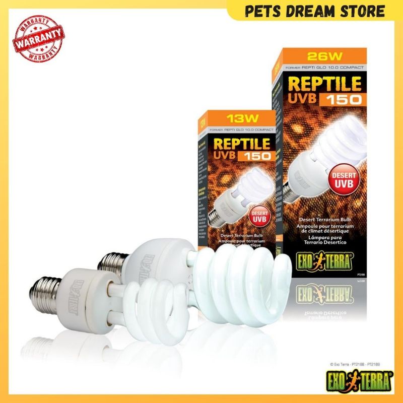 EXO TERRA REPTILE UVB150 DESERT TORTOISE UVB LAMP สัตว์เลื้อยคลาน หลอดไฟ UVB วิตามิน D3 TERRARIUM LI