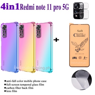 4in1 For Redmi note11pro5G color phone case Redmi Note 11S matte film + lens film + back film + tempered ceramic glass