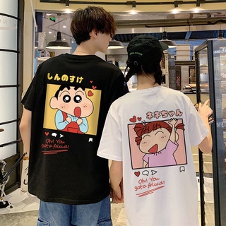 Crayon Shin-chan เครยอนชินจังคู่รักแขนสั้นคู่รักแขนสั้นกเสื้อยืดเสื้อยืดไม่ต้องรีด tops LL