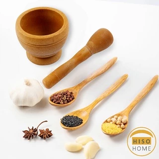 ครกขนาดเล็ก แบบพกพา ครกพลาสติกลายไม้ Manual garlic grinder