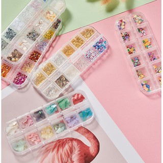 ชุดเซ็ทแต่งเล็บ ผงขัดมุก เซ็ทกลิตเตอร์เล็ก กลิตเตอร์ใหญ่ เซ็ท 12 สี