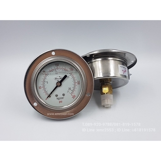 DENKI PRESSURE GAUGE I หน้าปัด 2.5" เกลียว 1/4" มีน้ำมัน มีปีก