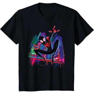 เสื้อยืดผ้าฝ้ายพรีเมี่ยม เสื้อยืด พิมพ์ลาย Marvel Spider-Man Miles Morales Graffiti City สําหรับผู้ชาย