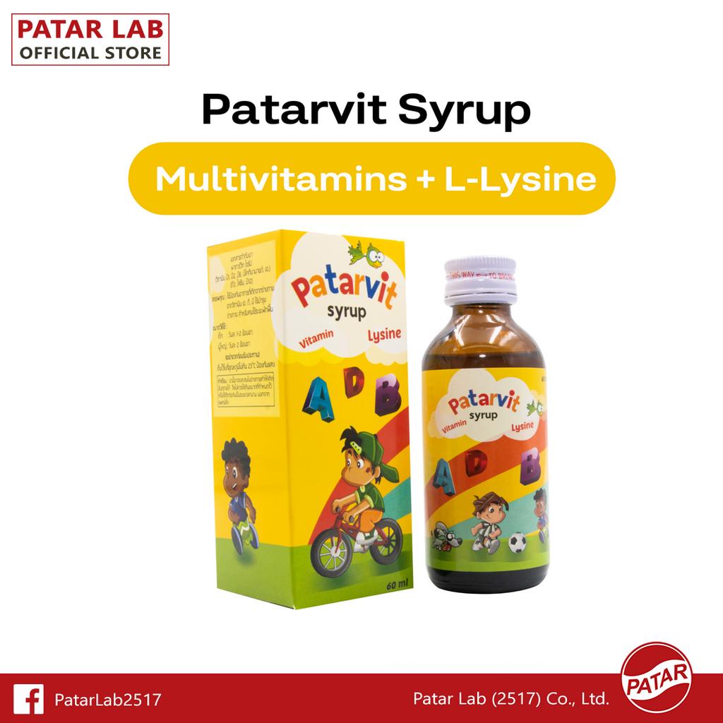 Patarvit Syrup (Multivitamins + L-Lysine) - พาตาร์วิท ไซรัป (วิตามินรวม + แอล-ไลซีน รสส้ม)