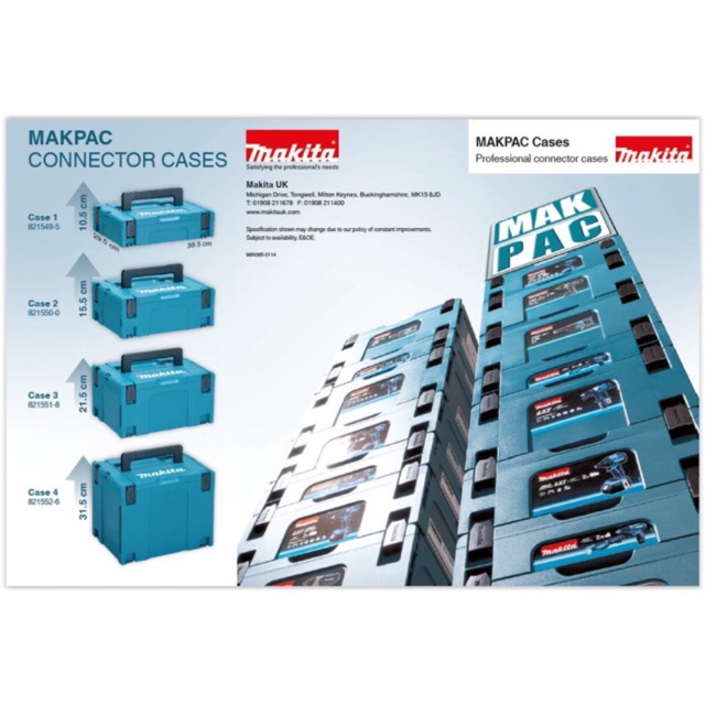 MAKPAC CONNECTOR TYPE1 TYPE2 TYPE3 TYPE4 กล่องเครื่องมือ MAKITA 821549-5, 821550-0, 821551-8, 821552