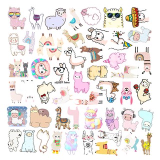 ⚡พร้อมส่ง⚡50ชิ้น ลามะ ลามะน้อย ลาน้อย lama หลากสี สติ๊กเกอร์ sticker พลาสติกกันน้ำ สีคมชัด