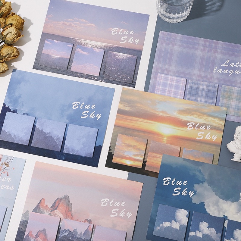 กระดาษโน๊ต โพสอิทแบบมีกาว ลาย Pastel Sky น่ารัก ตั้งโต๊ะได้ใช้งานสะดวก [ พร้อมส่ง ]