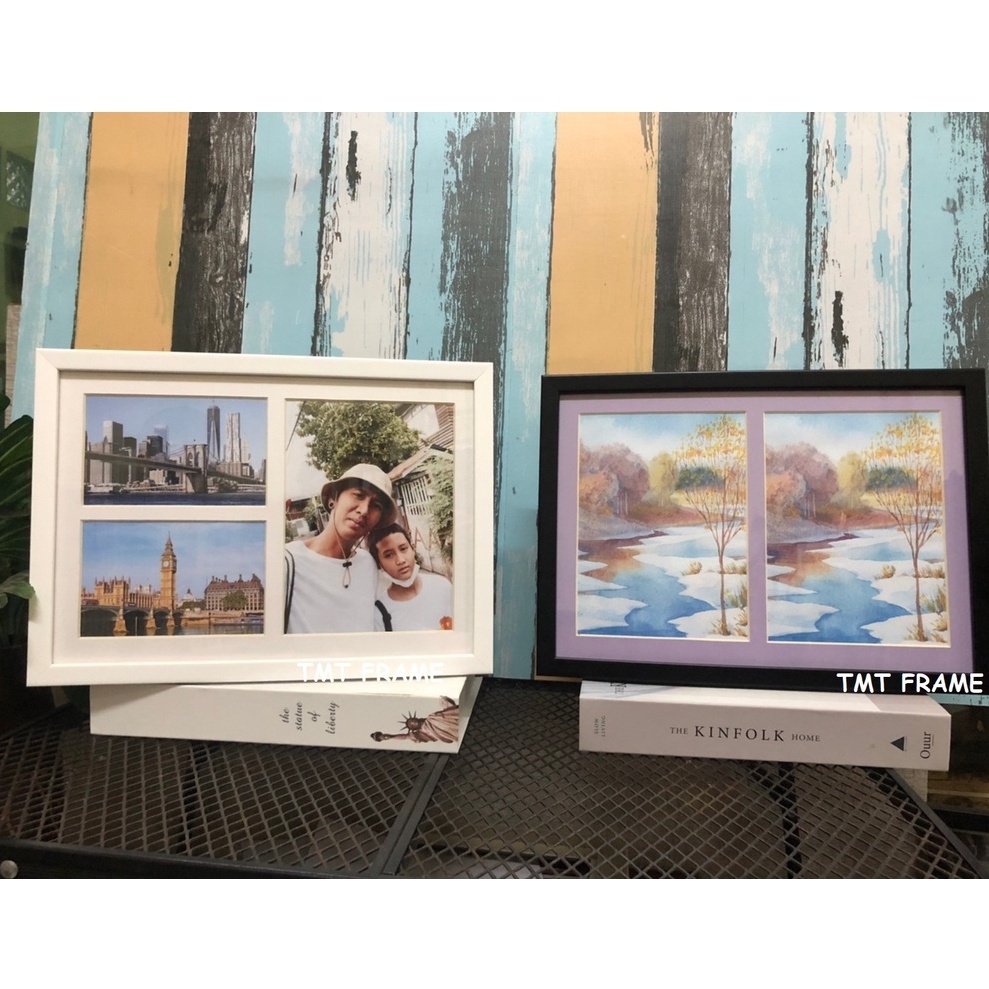 กรอบรูป พร้อมเม้าใส่รูปภาพขนาด 5x7"+ 3.5'x5"+3.5x5"  และ 5x7"+5x7" และ 4x6"+4x6" + กระจกใสด้านหน้า-เป็นของขวัญวาระต่าง ๆ