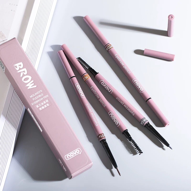 5286 novo molandi's flexible eyebrow pencil ดินสอเขียนคิ้ว 1.5mm เขียนคิ้วสลิมแบบหมุน เขียนง่าย ติดทน กันน้ำ