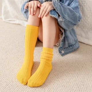 nana T010ถุงเท้ายาวเด็ก ถุงเท้าแฟชั่นเด็ก ผ้านุ่ม สีพื้น ใส่กันหนาว สำหรับเด็ก ของใช้เด็ก 1-12 ขวบ