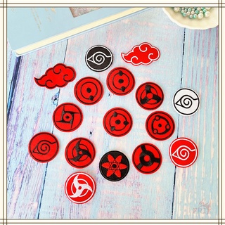 ♚ แผ่นแพทช์เหล็ก ลายโลโก้อนิเมะ Naruto ♚ แผ่นแพทช์รีดติดเสื้อ ลาย Akatsuki Uchiha DIY 1 ชิ้น