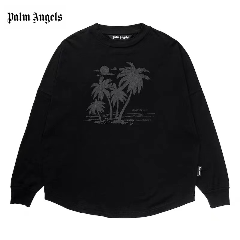Palm Angles ×Team Wang ของแท้ 100% เสื้อกันหนาว คอกลม ไหล่ตก พิมพ์ลายตัวอักษร สําหรับผู้ชาย และผู้หญิง