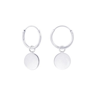 SILVER THAI        925 sterling silver round hoop earrings with charms ต่างหูแบบชนิดวงกลมต่างหูคลิป