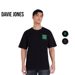 เสื้อยืดสีขาวDAVIE JONES เสื้อยืดโอเวอร์ไซส์ พิมพ์ลาย สีดำ Graphic Print Oversized T-Shirt in black WA0082BK WA0083BK