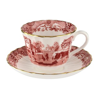 Spode Cranberry Italian 250th Anniversary Teacup &amp; Saucer ถ้วยกาแฟ