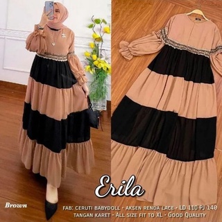 Erila Dress Mate CERUTY BABYDOLL MIX Lace Get Gamis (ไม่รวม HIJAB) ชุดเดรสมุสลิม สําหรับผู้หญิง / คุณแม่ให้นมบุตร เกมล่าสุด สําหรับผู้หญิง