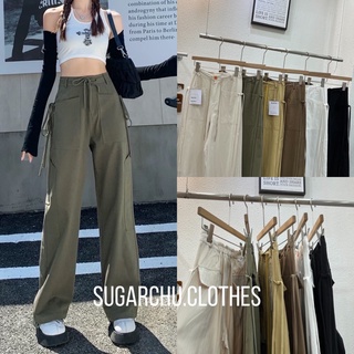 Cargo Pants กางเกงคาร์โก้ มีเชือกผูก ทรงกระบอก พร้อมกระเป๋า งานป้าย K ☁️พร้อมส่ง☁️-1088