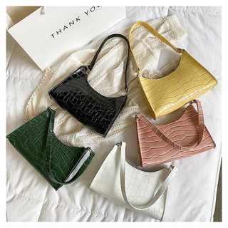 💥ราคาส่ง💥  กระเป๋าถือ กระเป๋าคล้องแขน หนัง PU ลายหนังจระเข้ สีพื้น วินเทจ แฟชั่นผู้หญิง SF9292