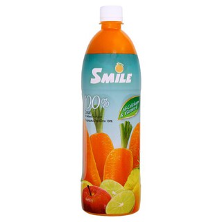 🔥สินค้าขายดี!! สไมล์ น้ำแครอทผสมน้ำผลไม้รวม 100% 1000มล. Smile Carrot Juice 100% Mixed Fruit Juice 1000 ml.