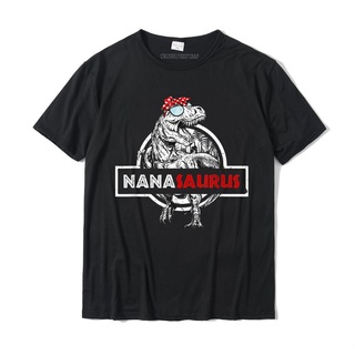 เสื้อยืดลําลอง ผ้าฝ้าย แขนสั้น พิมพ์ลาย Nanasaurus Mama Saurus สําหรับผู้ชาย ครอบครัวS-5XL