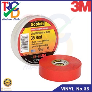 3M เทปพันสายไฟ สีแดงScotch No.35 3M Size.3/4x66ft Red Color SCOTCH 35 VINYL TAPE สีแดง ขนาด 3/4 นิ้ว x 66 FT