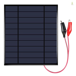 Flt แผงโซลาร์เซลล์ โพลีคริสตัลไลน์ 2.5W 5V พร้อมคลิปปากจระเข้ สําหรับชาร์จพลังงานแสงอาทิตย์ DIY