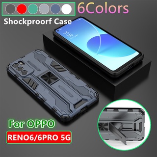 เคสโทรศัพท์ เคสแข็ง หุ่นยนต์ เคสไฮบริด เคสกันกระแทก OPPO RENO 6 5G RENO6 PRO RENO 6Pro Case Armor Stlye TPU Soft Rubber Bracket Cover For OPPO RENO 6 Pro 5G Phone Case