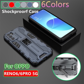 เคสโทรศัพท์ เคสแข็ง หุ่นยนต์ เคสไฮบริด เคสกันกระแทก OPPO RENO 6 5G RENO6 PRO RENO 6Pro Case Armor Stlye TPU Soft Rubber Bracket Cover For OPPO RENO 6 Pro 5G Phone Case