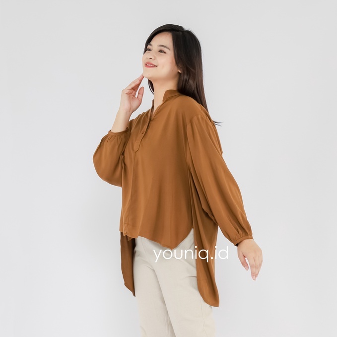 Jisoo Crop - เสื้อคอวีสีน้ําตาล