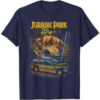 เสื้อยืดผ้าฝ้ายพรีเมี่ยม เสื้อยืด พิมพ์ลาย Jurassic Park สไตล์วินเทจ