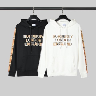 พร้อมส่ง ใหม่ เสื้อผ้าแฟชั่น♈Ah---burb--erry- 》 เสื้อกันหนาวแขนยาว มีฮู้ด ลายโลโก้ สไตล์คลาสสิก แฟชั่นสําหรับผู้ชาย และผู้หญิง