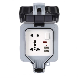 WP1G-US ปลั๊กไฟกันน้ำ ปลั๊กกันน้ำ 5รู 2USB(Weatherproof 13A Socket-1 gang)