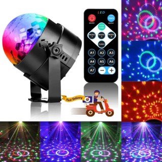 แสงไฟ 6 สี สามารถกระพริบตามเสียงดนตรีได้ ไฟเทคลำแสง LED กระจายวงกว้างได้ 260 องศา Auto sound active ปีใหม่ สงกรานต์