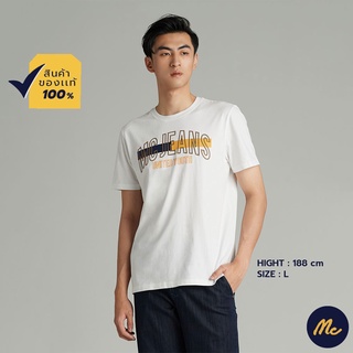 ❈☆❈Mc Jeans เสื้อยืดแขนสั้นผู้ชาย เสื้อยืด เสื้อแขนสั้น เสื้อคอกลม สีขาว ผ้านุ่ม ระบายอากาศได้ดี MTSZ930