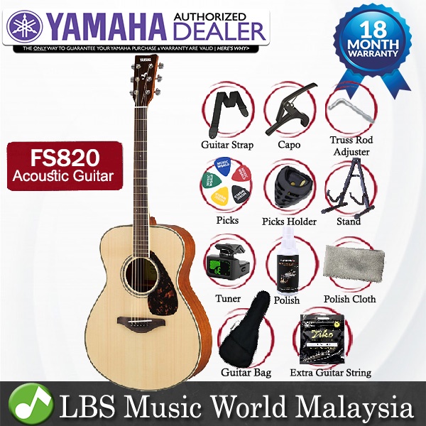 Yamaha FS820 40" Concert Solid Spruce Top Acoustic Guitar Natural (FS 820)