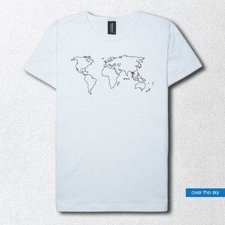 over the sky T-shirt กราฟฟิค เสื้อยืดคอกลม - แผนที่ประเทศไทย Map