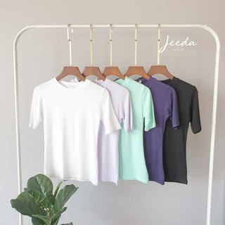 NJ เสื้อยืดคอกลมแขนสั้น งานเข้ารูป