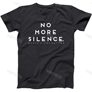 เสื้อทหาร - เสื้อยืดผู้ชายปี2022NoMoreSilenceBlackLivesMatterBLMประท้วงเสื้อคอเสื้อยืดคอเสื้อยืดเสื