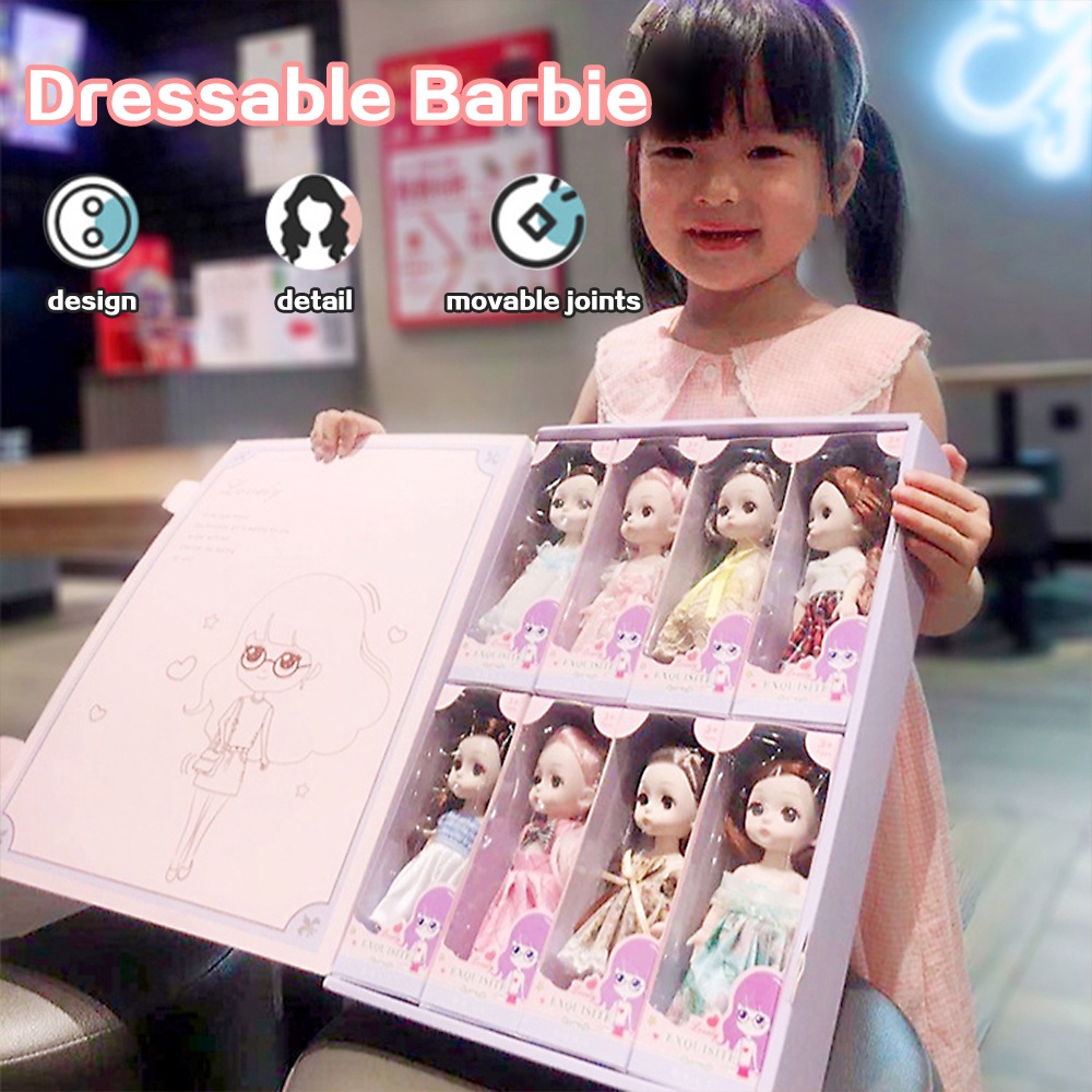 เซ็ทตุ๊กตาเจ้าหญิง ตุ๊กตาบาร์บี้ 8pcs ของเล่นสำหรับเด็กผู้หญิง
